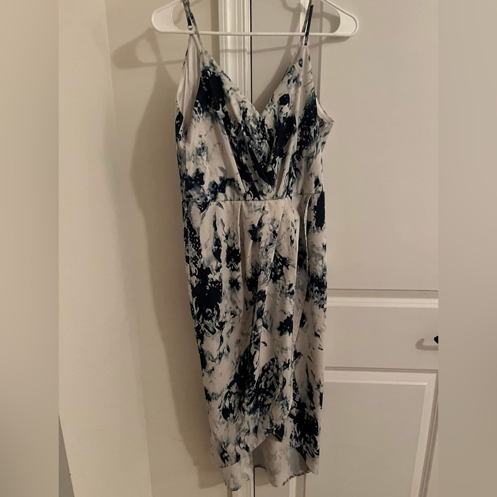 Boohoo Navy and Cream Tie-Dye Midi Dress